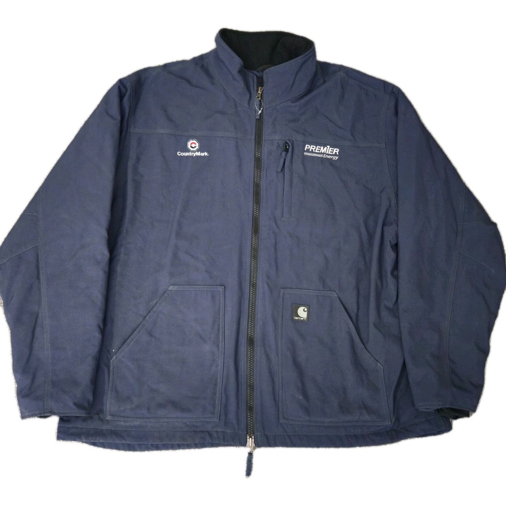 Carhartt Fleece Lined Navy Nylon Full Zip Jacket J199 BLS Size 2XL Regular